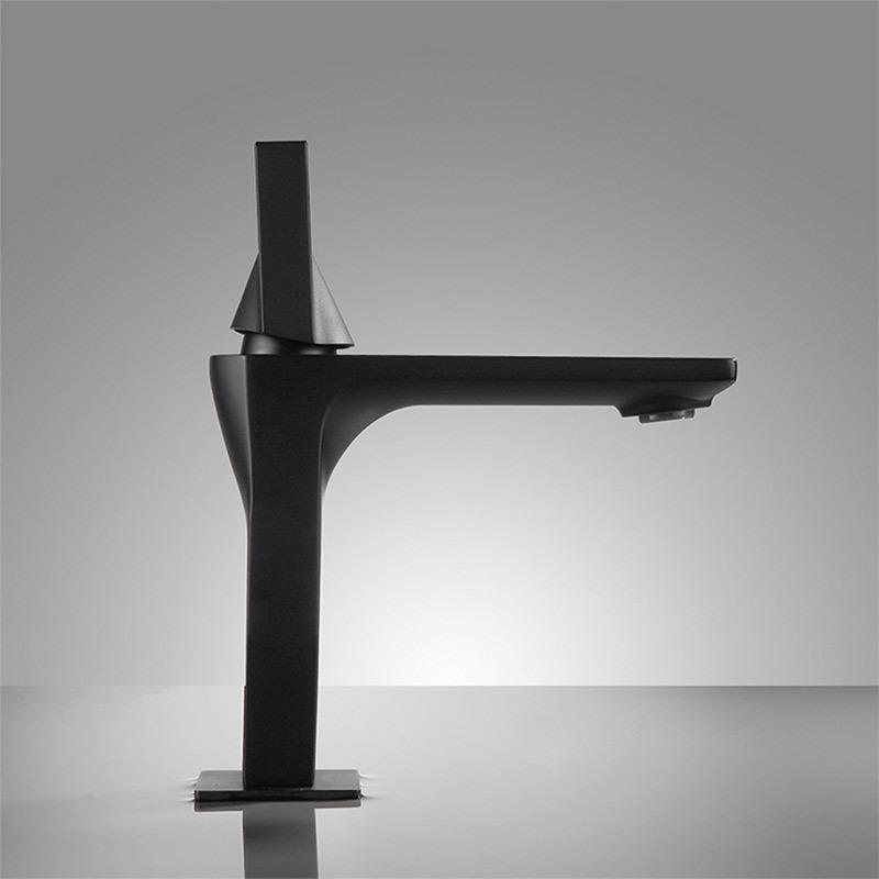 

Black Brass Bathroom Tap Hot&Cold Water Mixer Vanity Basin Faucet Deck Mounted Washbasin Taps Single Handle Crane Gun Grey