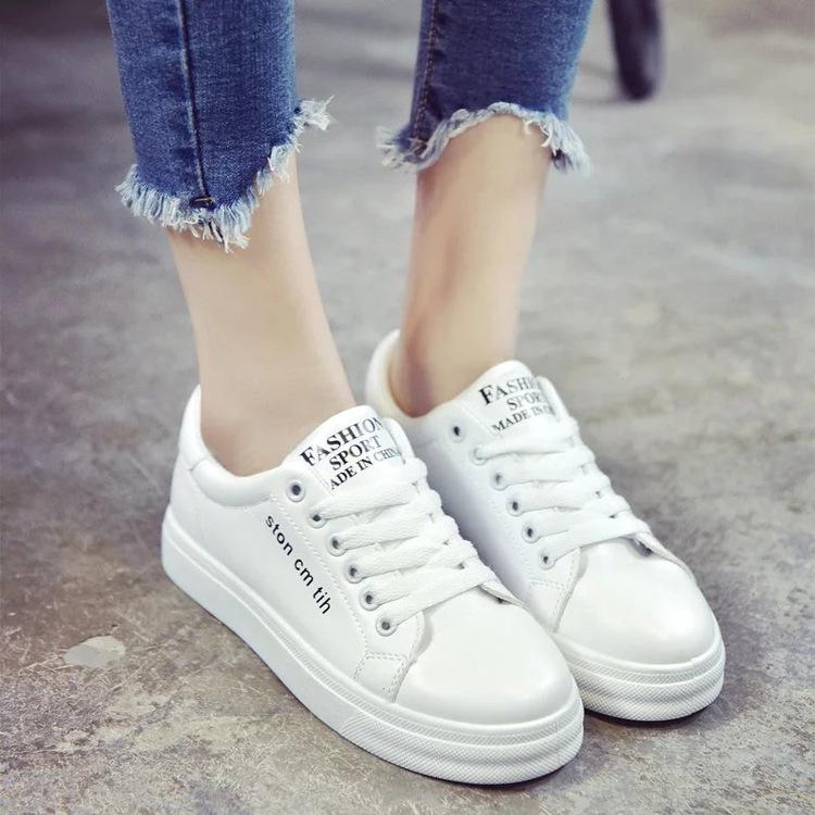 Обувь Весна Кружева Кожа Спортивная Студенческая Мяч Белый Белый ...