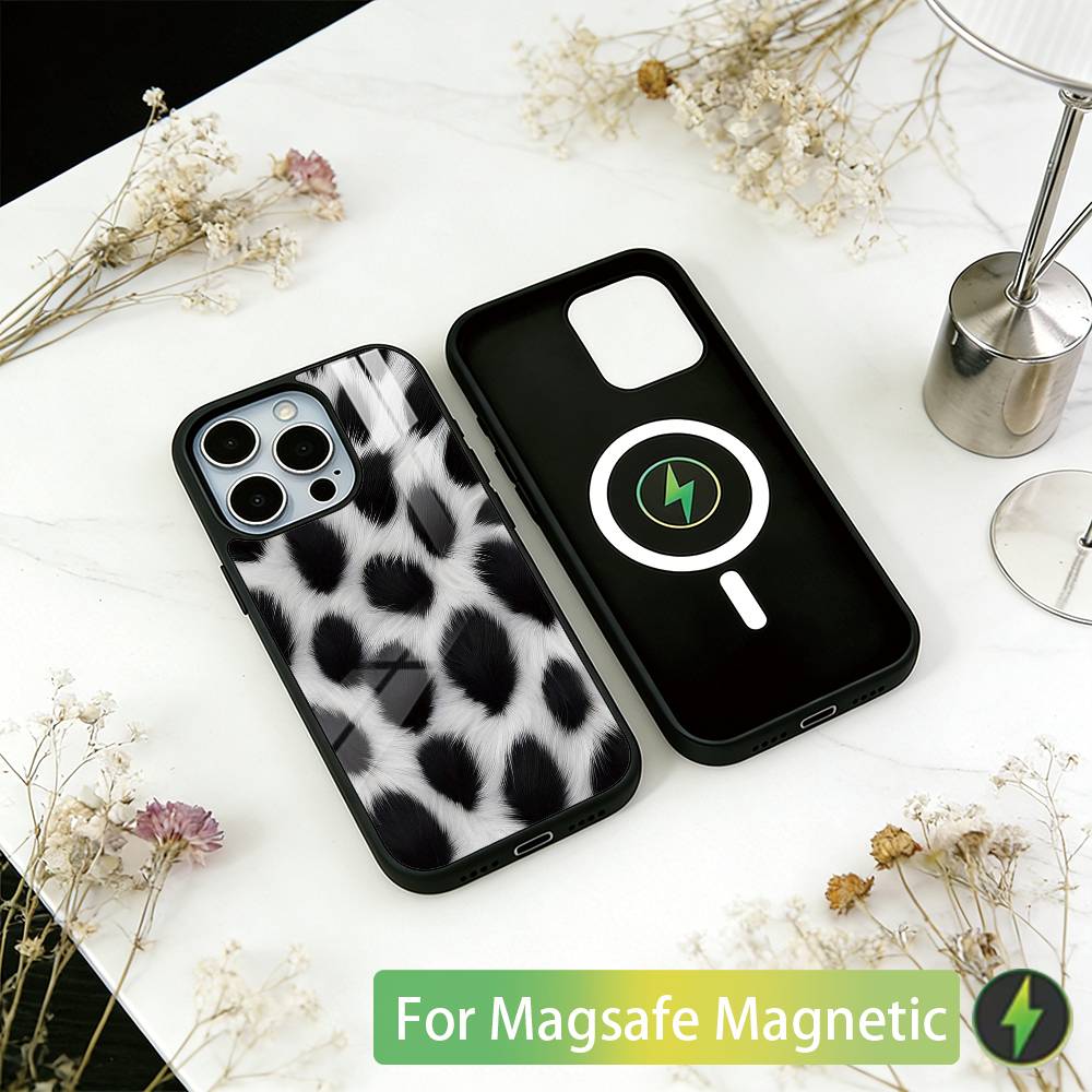 Leopard Print Phone Case For iPhone17,16,15,14,13,12,11 Plus,Pro Magnetic with Magsafe Wireless Charging
