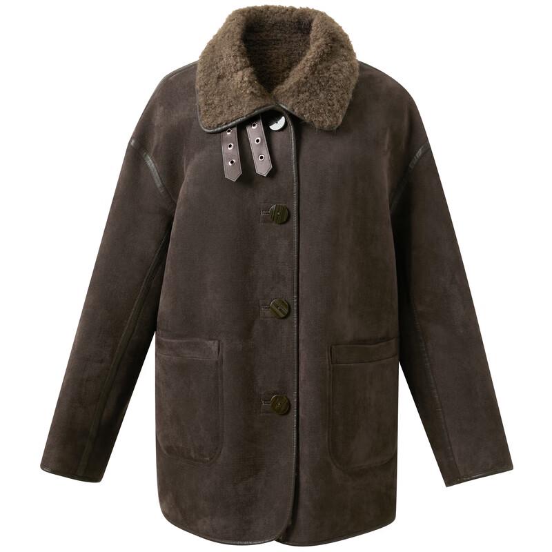 Sancai Women's Faux Suede Reversible Fur Coat