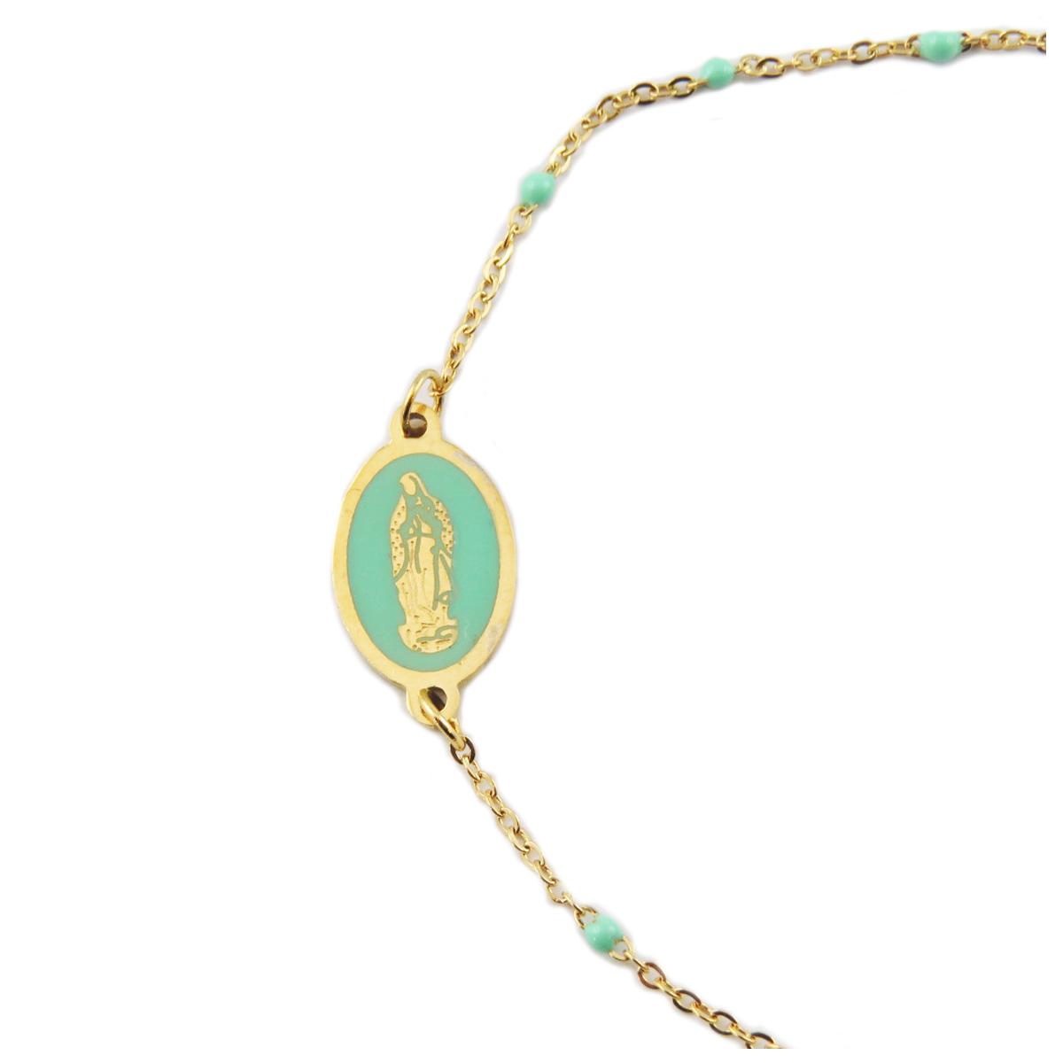 

Les Trésors De Lily [R0118] - Браслет дизайнерский Сталь Дева Мария золотисто-зеленый - 12x9 мм