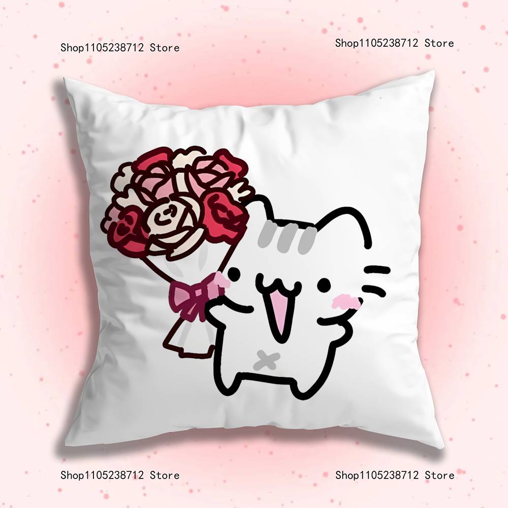 Adorable Cute Cartoon Cat Pillow Case Plush Fabric Soft Pillowcase Double Sided Print Sofa Cushion Cover Throw