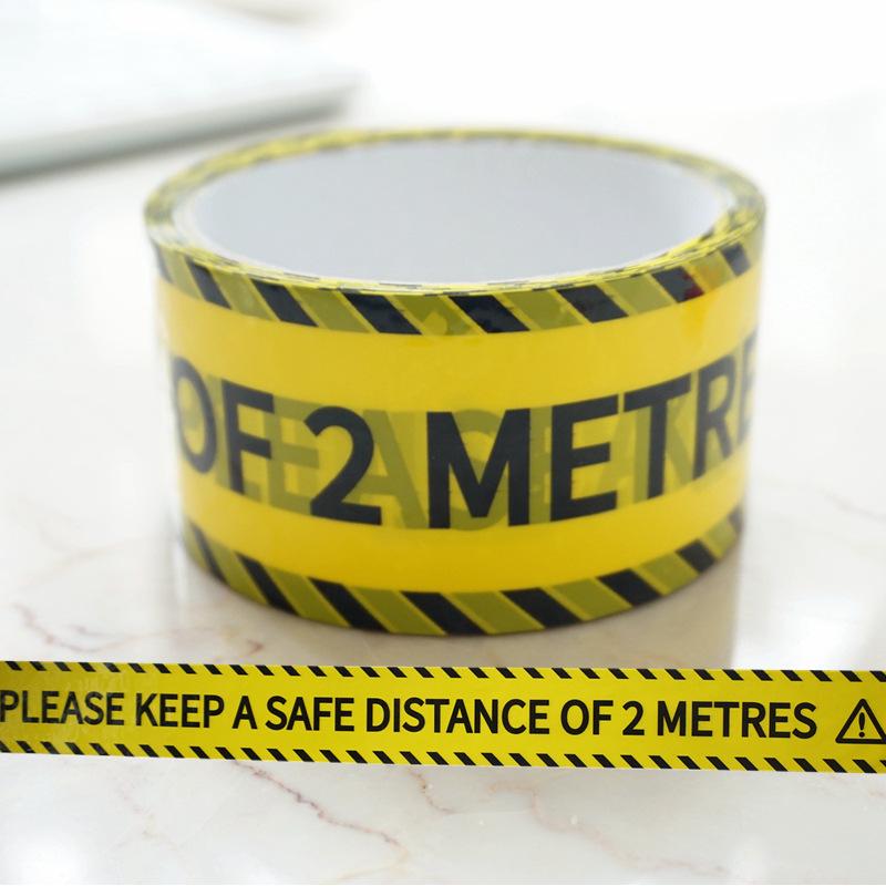 Large Roll Warning Tape - Black Text on Yellow Background, 4.8CM Wide, 25M Long