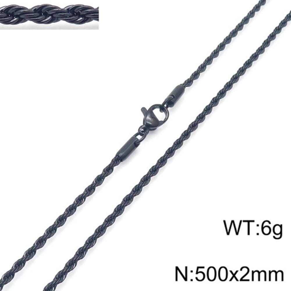 Hip-hop Style Vacuum Plating Black Titanium Steel Men's and Women's Winding Ladder Twist Necklace