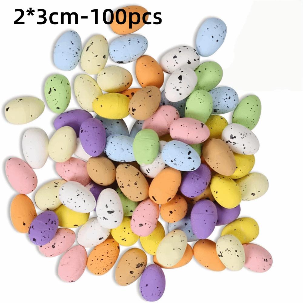50/100Pcs Speckled Foam Easter Eggs Colorful Painted Bird Eggs  Easter Party Decorations