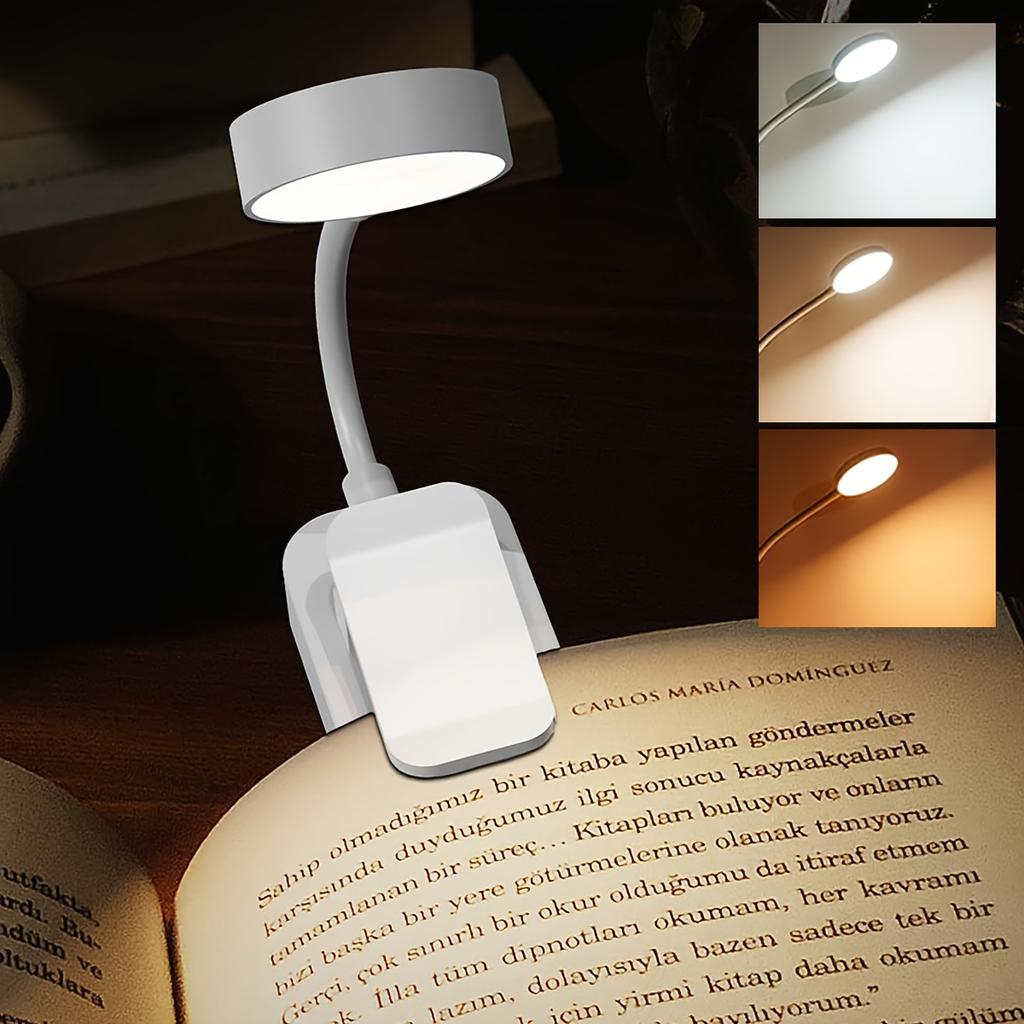 1 Stück faltbare Mini-Clip-Buchlampe USB-wiederaufladbar LED-Nachtlicht 3 Modi Augenschutz stufenlos dimmbar flexibel Schlafzimmer Lesen
