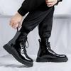 Autumn and winter Martin boots men's 2025 new Hong Kong style leather boots casual black British style cycling leather boots 7797-R