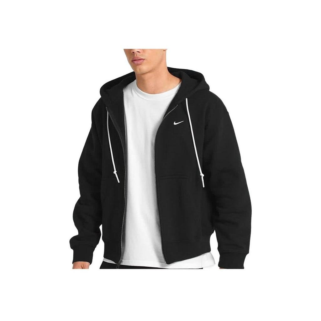 Nike Sportswear Men's Full Zip Hooded Jacket Embroidered Logo Soft Fleece Lined Regular Fit Casual Athletic Outerwear Black DR0404-010