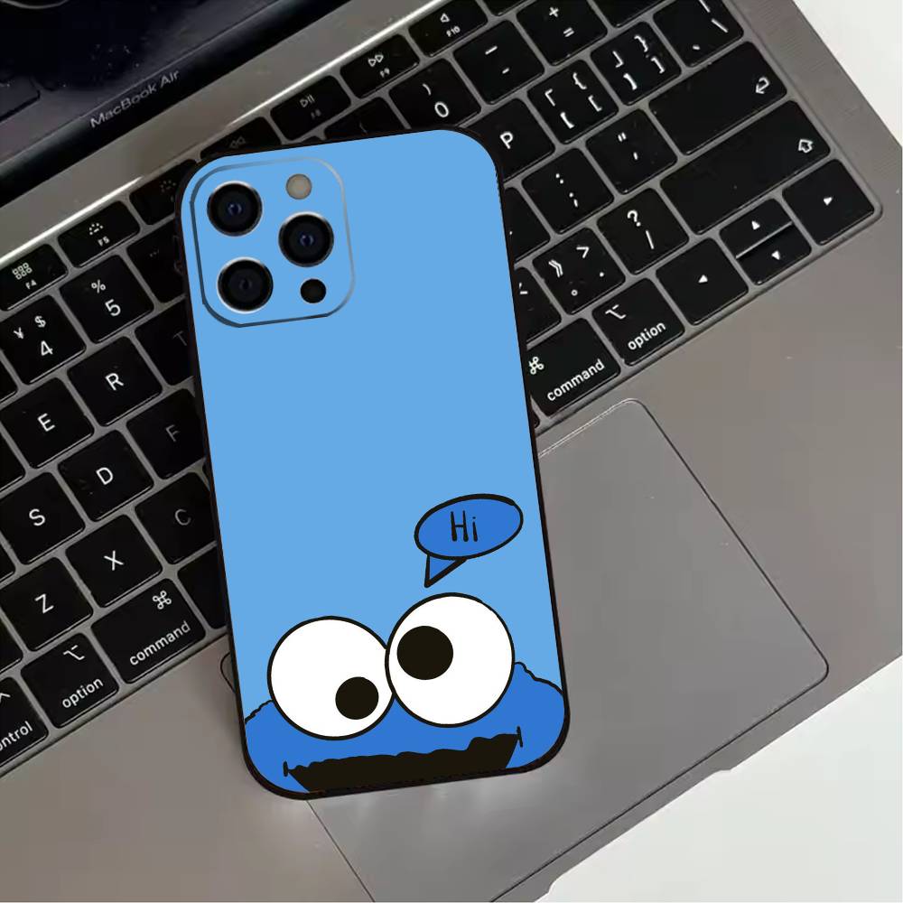 C-Cookie-Funny M-Monster Phone Case For iPhone 17,16,15,14,13,12,11 Plus,Pro Max,XS,Soft Silicone Black Cover