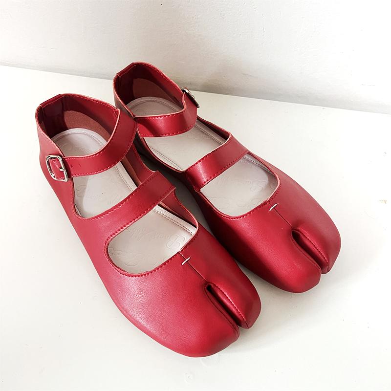 Brand Design Tabi Boots Split Toe Chunky High Heel Women Boots Leather  Mujer Fashion Autumn Women Shoes Botas Mujer