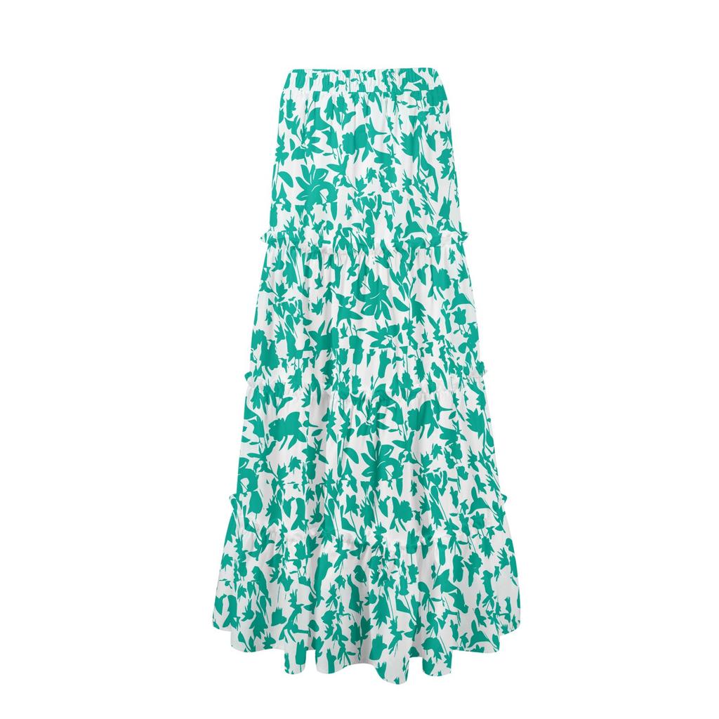 Dámská tištěná elastická pas volný lem dlouhá sukně