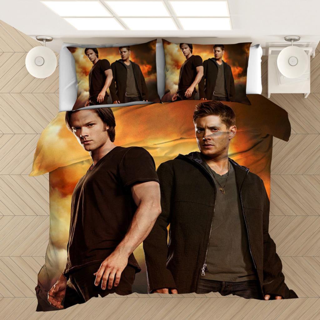 Supernatural Bedding Set Duvet Covers Supernatural TV Series Sam Dean Comforter Bedding Sets Bedclothes Bed Linen(NO Sheet)