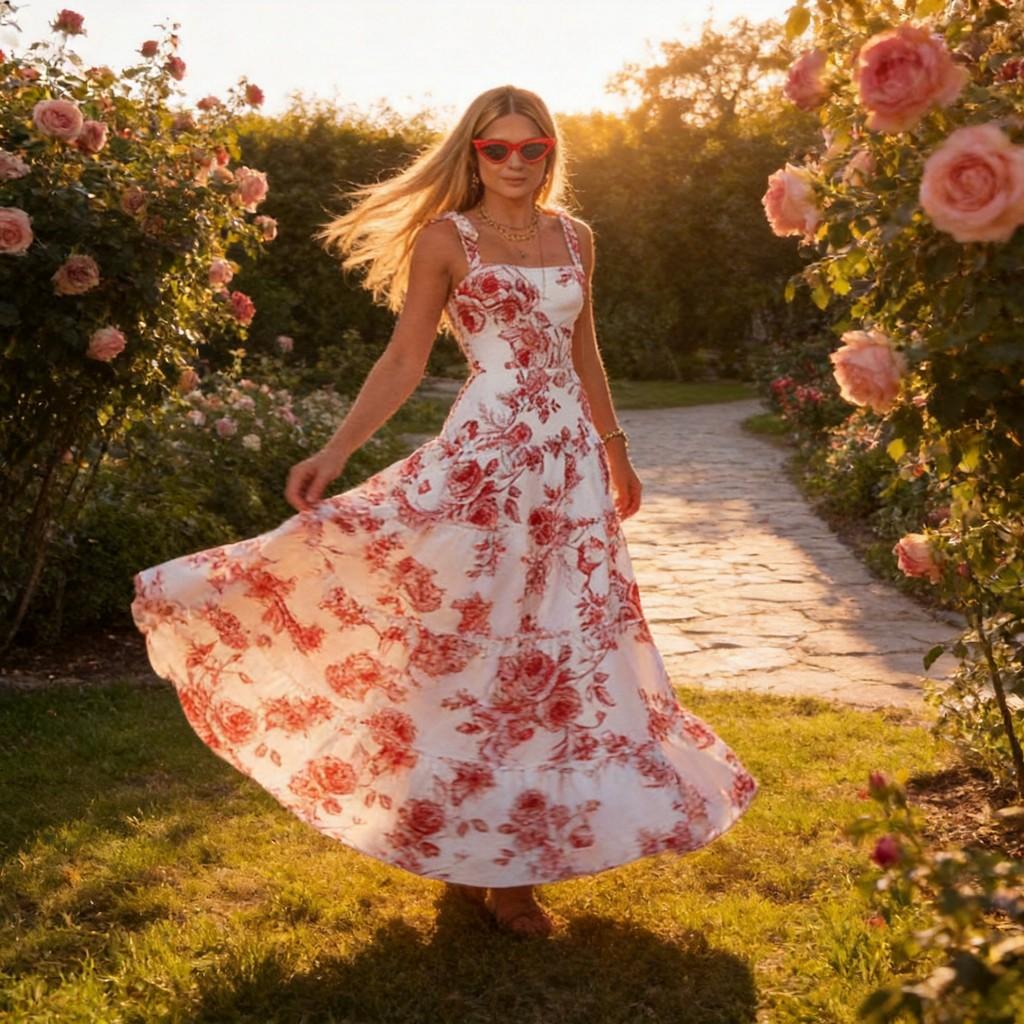 Summer Printed Sleeveless Maxi Dress With Cotton Blend Fabric For Beach Vacation