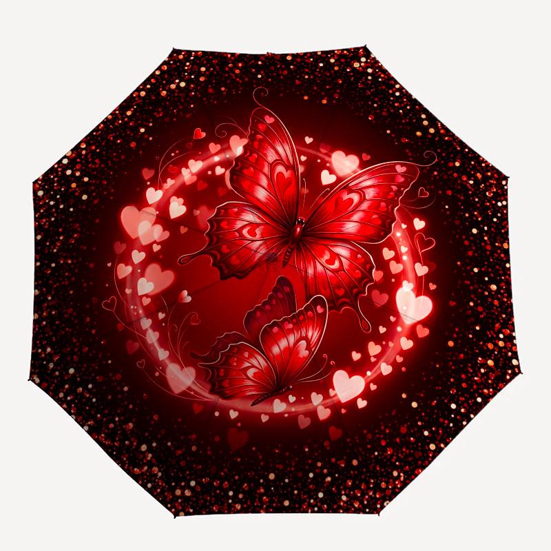 

1pc Butterfly, Love, Hearts Umbrella with Plastic Handle,Compact & Stylish,Suitable for All Seasons YS331077