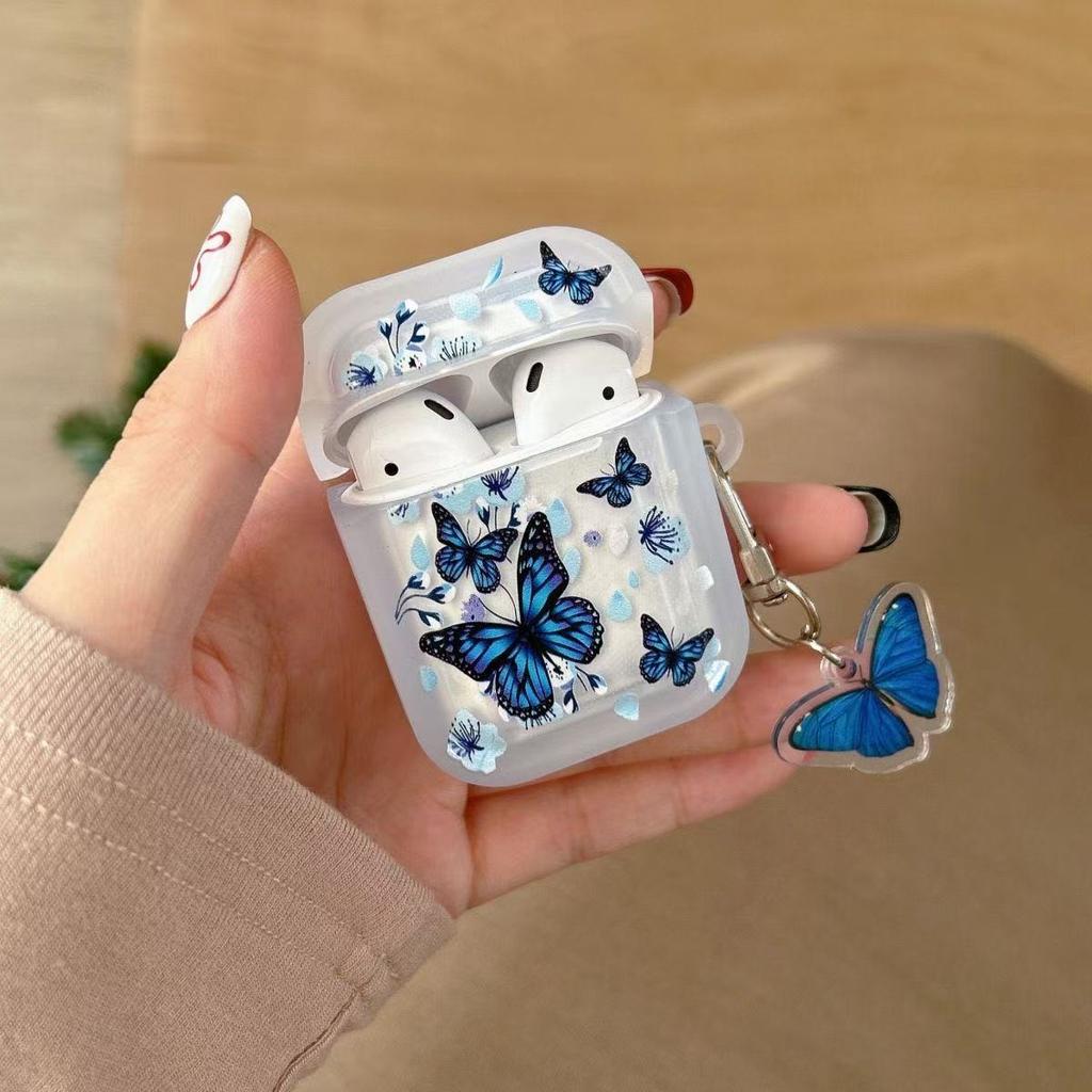 Small fresh blue flower butterfly for apple AirPods 1 /1/1 protective case pro1 bluetooth headset