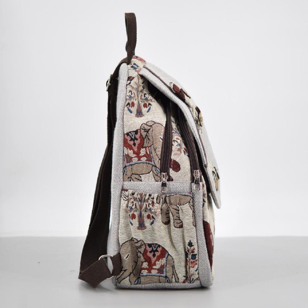 Women's Retro Canvas Floral Backpack - Lightweight, Handwoven & Versatile for College Students