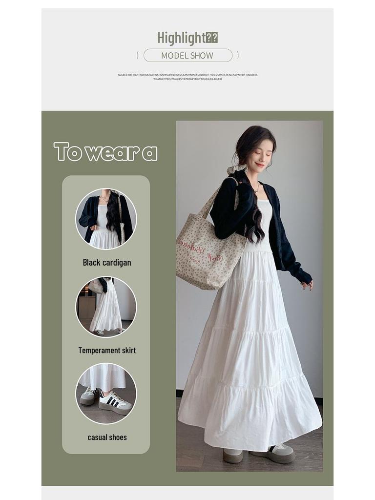 Women's White High-Waist A-line Long Skirt - 2026 Spring/Autumn Collection