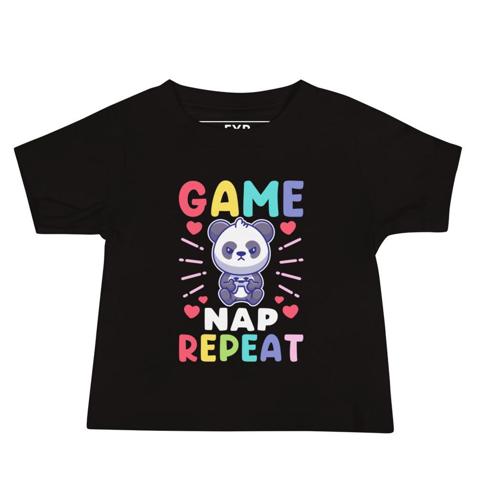 Kids Gamer Panda T-Shirt | Game Nap Repeat Graphic Tee S