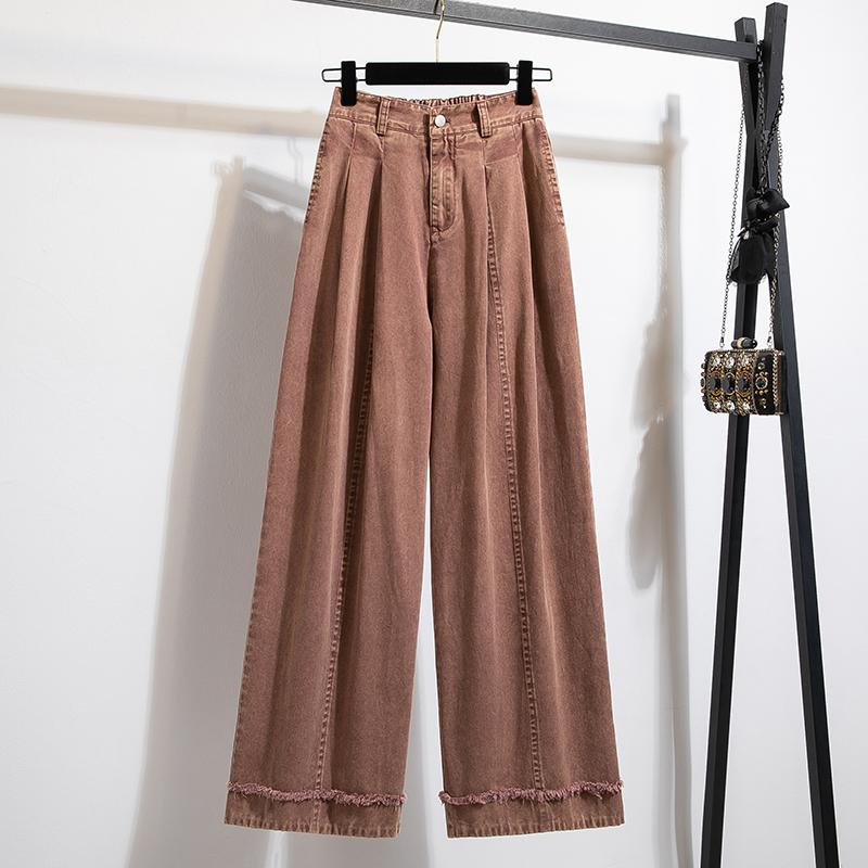 

DIMANAF Лето 2025 Женские брюки больших размеров с широкими штанинами, свободные, с высокой посадкой, базовые, из эластичного хлопка, повседневные длинные брюки 5XL бордовый