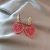 2023 New Arrival Trendy Lovely Pink Heart Dangle Earrings For Women Fashion Cute Sweet Crystal Jewelry Girl Gifts