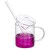 PATIKIL 250ml Glass Measuring Cup, Borosilicate Glass Beaker, Graduated Liquid Measuring Cup, Glass Lid with Straw, V-shaped Spout, for Kitchen and