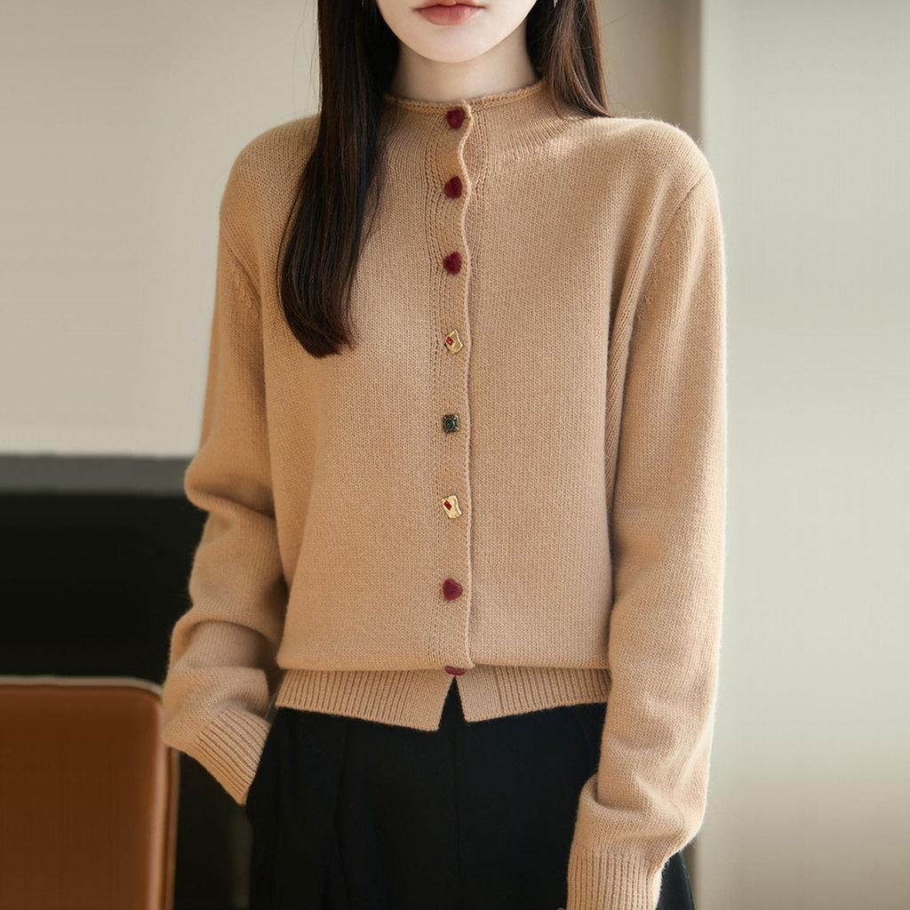 Womens Knit Cardigan With Andy Plush Fabric For Casual Office Wear