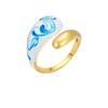 Chinese Style Enamel Drip Oil Ring Vintage Cuff Ring  Hand Accessories
