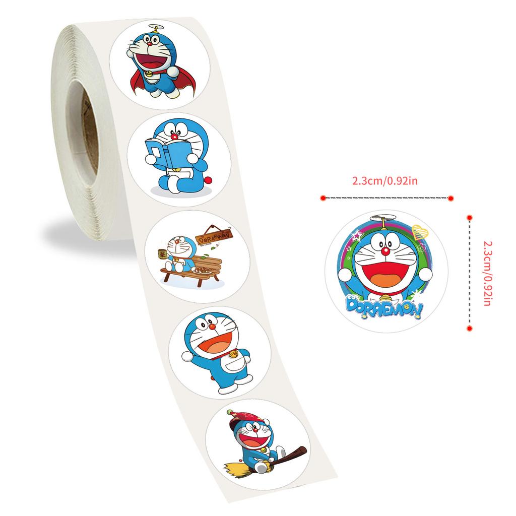 500 Stickers/roll Doraemon Cartoon Roll Paper Children's Creative Hand Tent Decorative Skateboard Tape