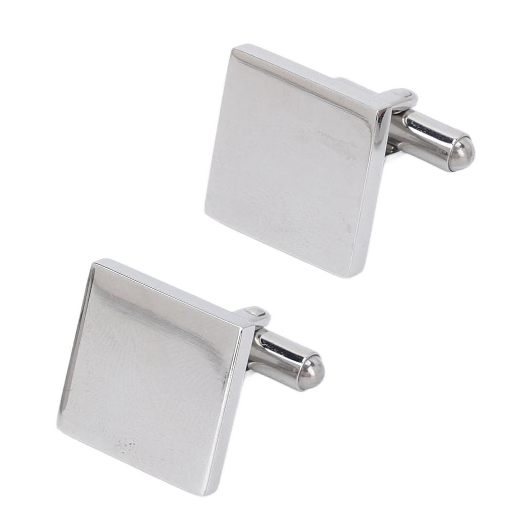 Herren Manschettenknöpfe Silber Tetragonum Manschettenknopf Rohlinge Galvanisierungsverfahren 316L Edelstahl Manschette
