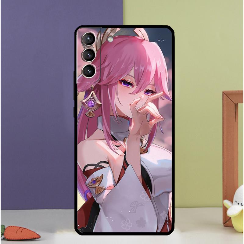 Genshin Impact Yae Miko Phone Case For Samsung Galaxy S23 S21 FE S22 Ultra Note 20 10 S8 S9 S10 Plus S10e S20 FE Cover
