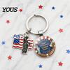 USA Celebration Keychain Pendant, Double Pendant Combination Key Chain, 250th US Bright Color Founding Anniversary Holder with Thickened Metal