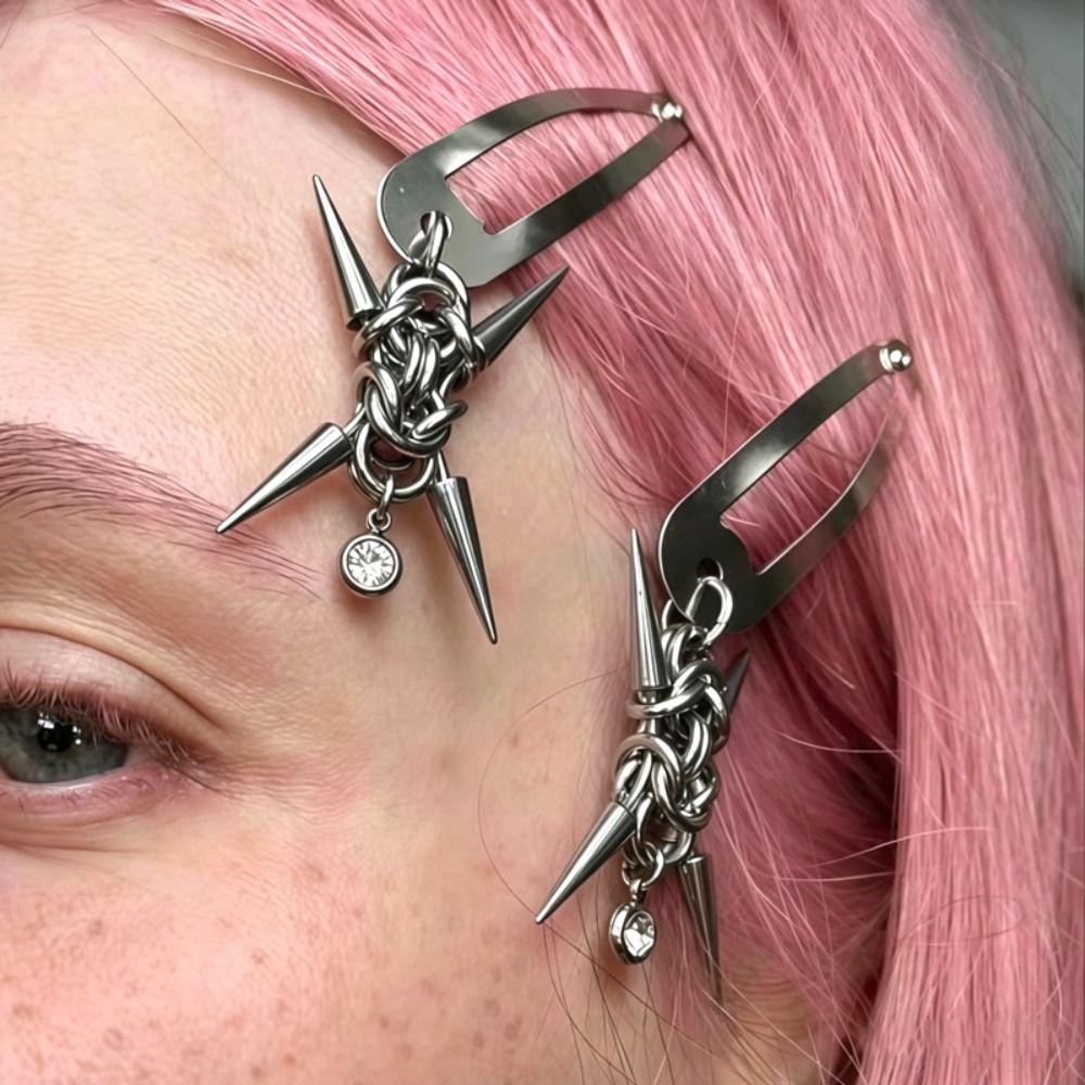 Heavy Industry Rivet Hair Clips Stainless Steel Goth Hair Clips Fashion Punk Hair Clips Women Girl