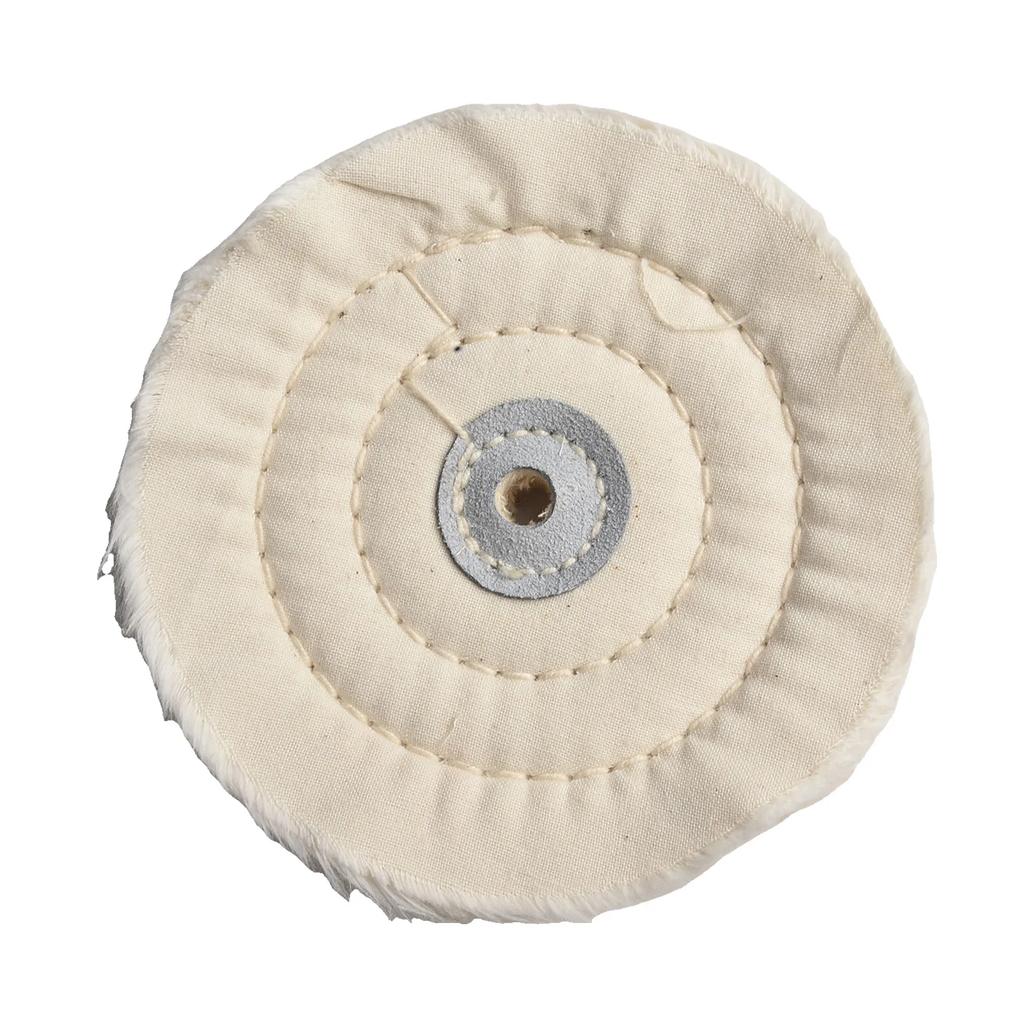 5 Inch Cotton Polishing Wheel Disc With Leather Center Suitable For Metal Jewelry Stainless Steel Wood Plastic Ceramic