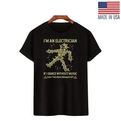 White Men's Funny Skeleton "I'm an Electrician" Graphic T-Shirt | Casual Summer
