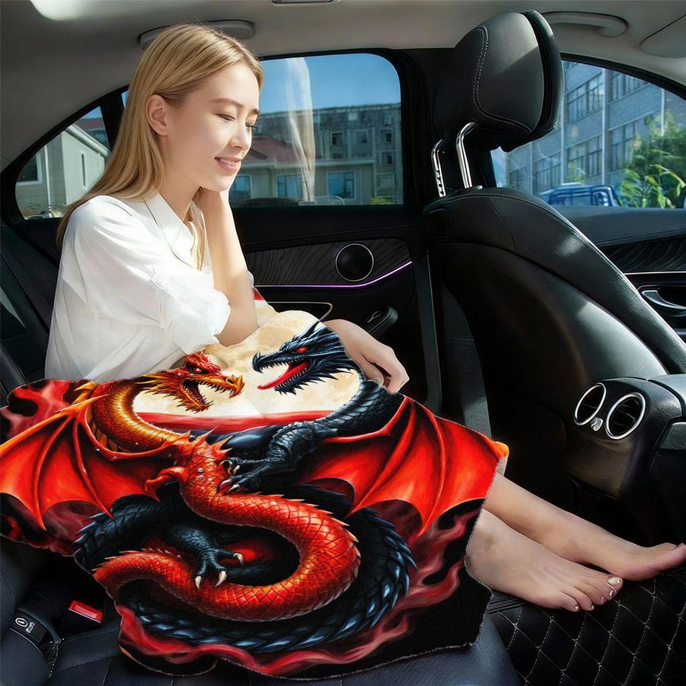 Double Dragon Art Pattern Decorative Throw Blanket for Sofa, Bed, Living Room, Home Decor, and Interior Styling