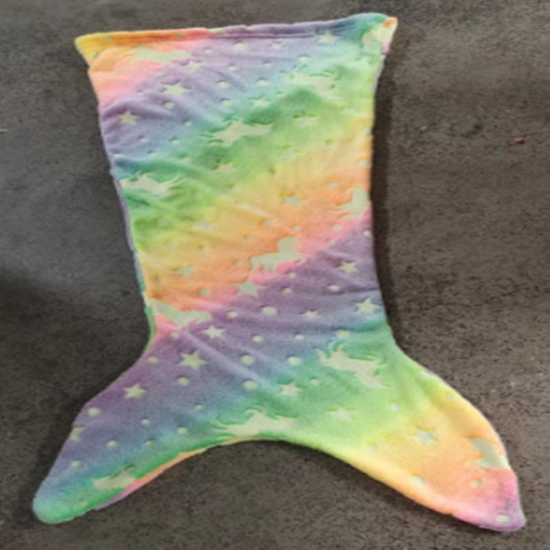 Children's Mermaid Glow-in-the-Dark Sleeping Bag Double-Sided Blanket for Sleeping and Napping