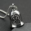 Stainless Steel Viking Motorcycle Pendant Gothic Punk Biker Jewelry for Men with Exorcism Bell