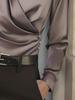 2025 High-End European and American Women's Satin V-Neck Versatile Autumn Top