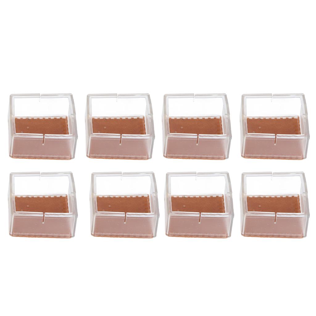 8pcs Set Silicone Chair Caps Table Foot Pads Anti Slip Transparent Square Leg Protection Cover