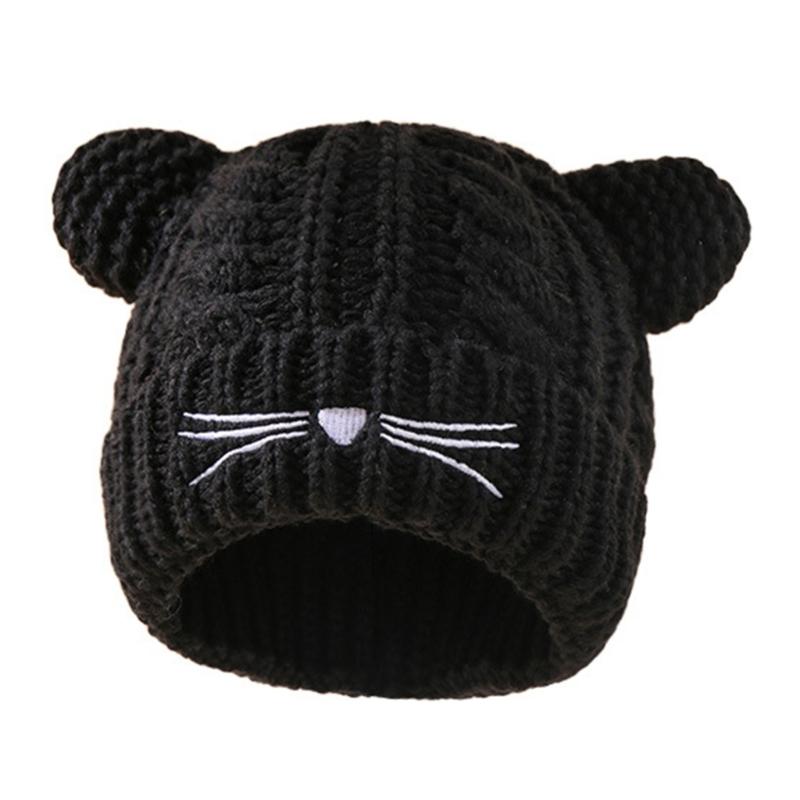 

Kitten Ears Breathable Knitted Hat Women Adult Sports Hat Outdoor Activity чёрный