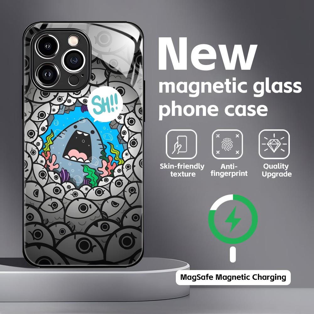 

Sardines Phone Case For iPhone17 16 15 14 13 12 11 X XR XS 8 Plus Mini Pro Max Glass Magnetic Case iPhone 12 Pro