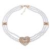 Mehrschichtige Halskette mit Diamantanhänger in Liebesform aus Kunstperlen, Geschenk zum Valentinstag, vielseitige Schlüsselbeinkette.