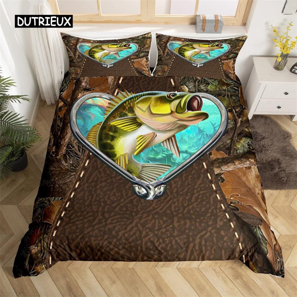 Marlin Schwertfisch Bettbezug Kawaii Marine Leben Bettwäsche Set Mikrofaser Ozean Thema Big Pike Fisch Quilt Abdeckung Einzel Twin King