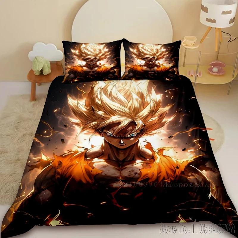 Anime Popular Dragon Ball Goku Child Bedding Set Baby Duvet Cover Sets Bedclothes Twin Single King Kids Adult Gift