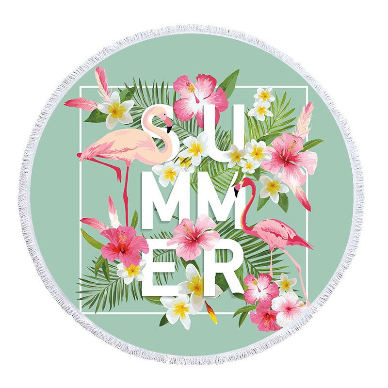 Asciugamano da Spiaggia Rotondo con Foglie Tropicali e Fiori in Microfibra per Soggiorno Decorazioni per la Casa Asciugamani da Bagno Stile Boho