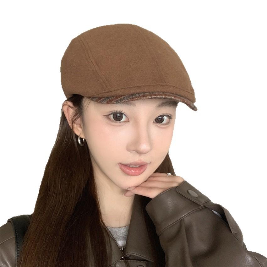 New retro black forward hat children autumn and winter British retro versatile simple temperament literary cap