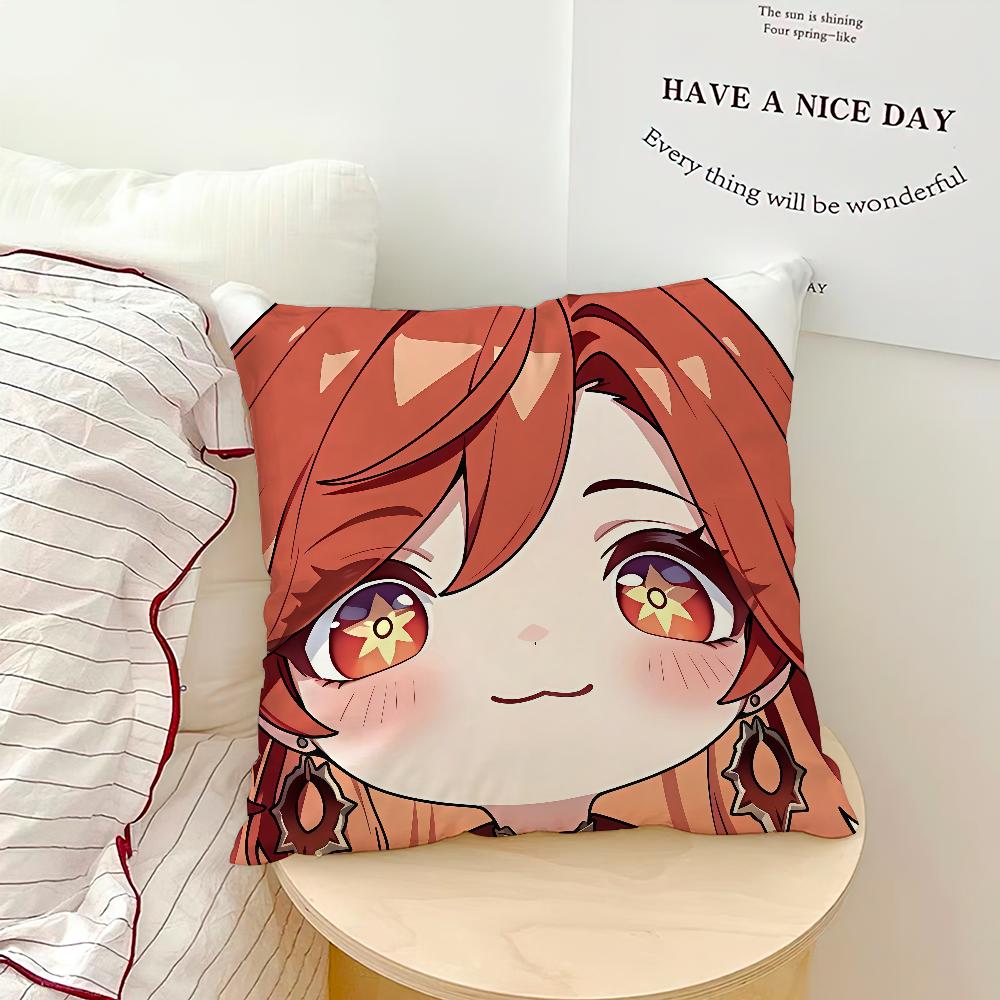 Spiel Wuthering Waves Chibi-Gesicht Mavuika Kissenbezug weicher Kissenbezug für Sofa Wohnzimmer Homeoffice Dekor Schutzhüllen