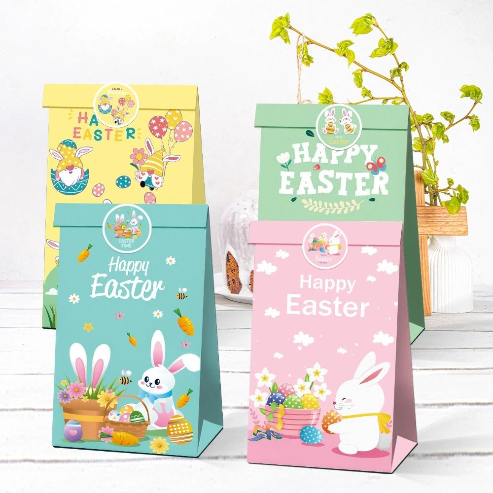 12 Stück Oster-Papiergeschenktüten für Kinder Süßigkeiten-Keks-Verpackung Hasenbox Partygeschenk Geschenkboxen Frohe Ostern Geburtstagsparty Dekor