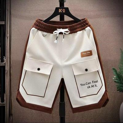 Summer Running Shorts Men Casual Jogging Sport Short Pants Patchwork Drawstring Loose Dry Gym Sports Shorts