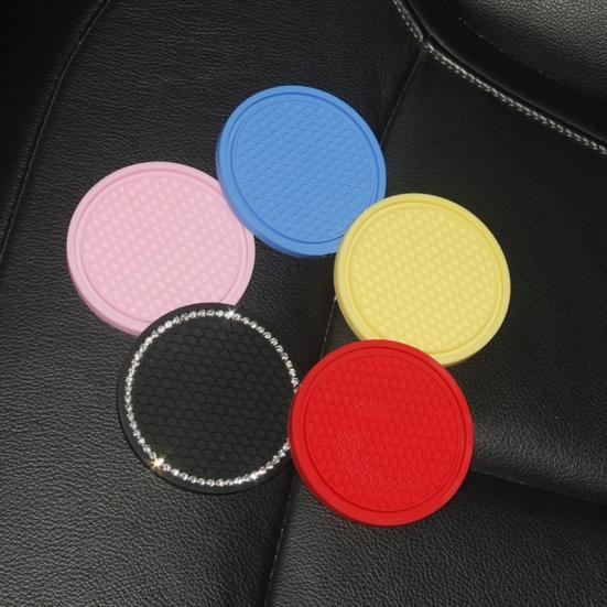 Car Cup Coasters Sparkling Rhinestone Cup Insert Coasters Non-Slip Silicone Drink Holder